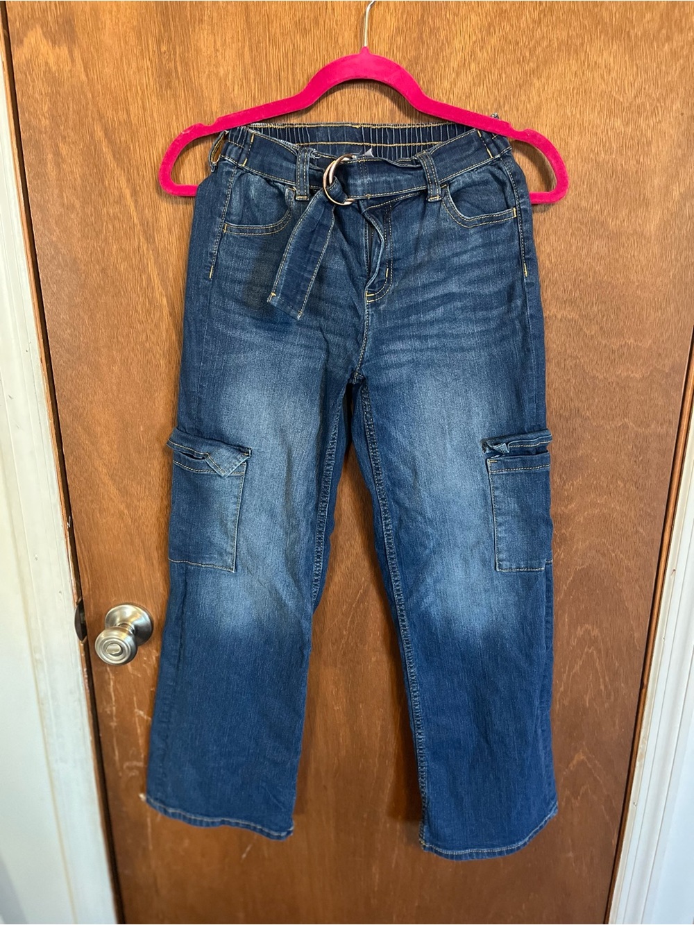 Justice Girls Blue Cargo Jeans with Belt